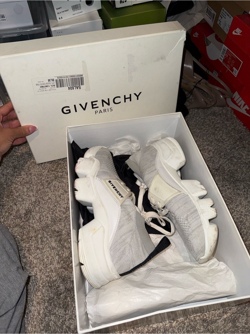 Givenchy Off-White Knit Sock Platform Sneakers